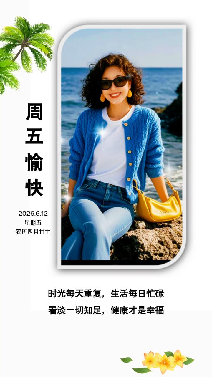 周五愉快。
2026.6.12，星期五，农历四月廿七。时光每天重复，生活每日忙碌