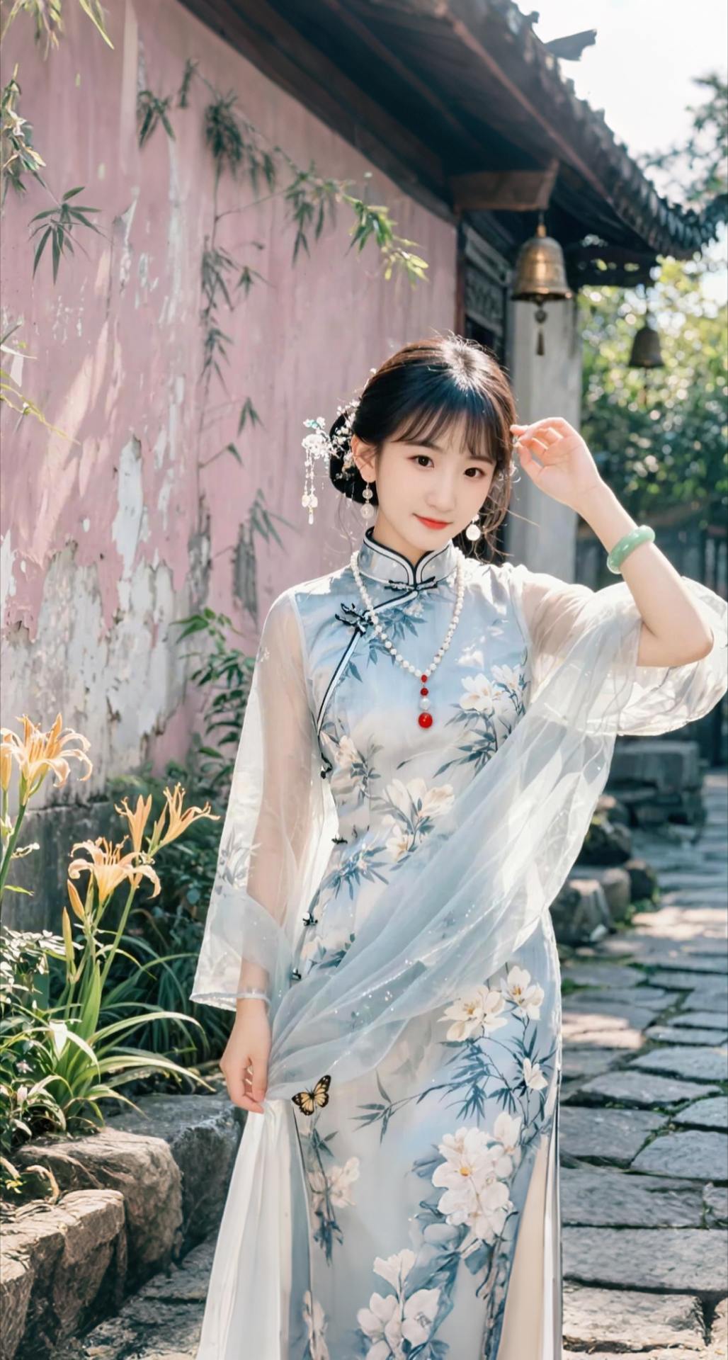 AI扩图 AI夏日旗袍写真