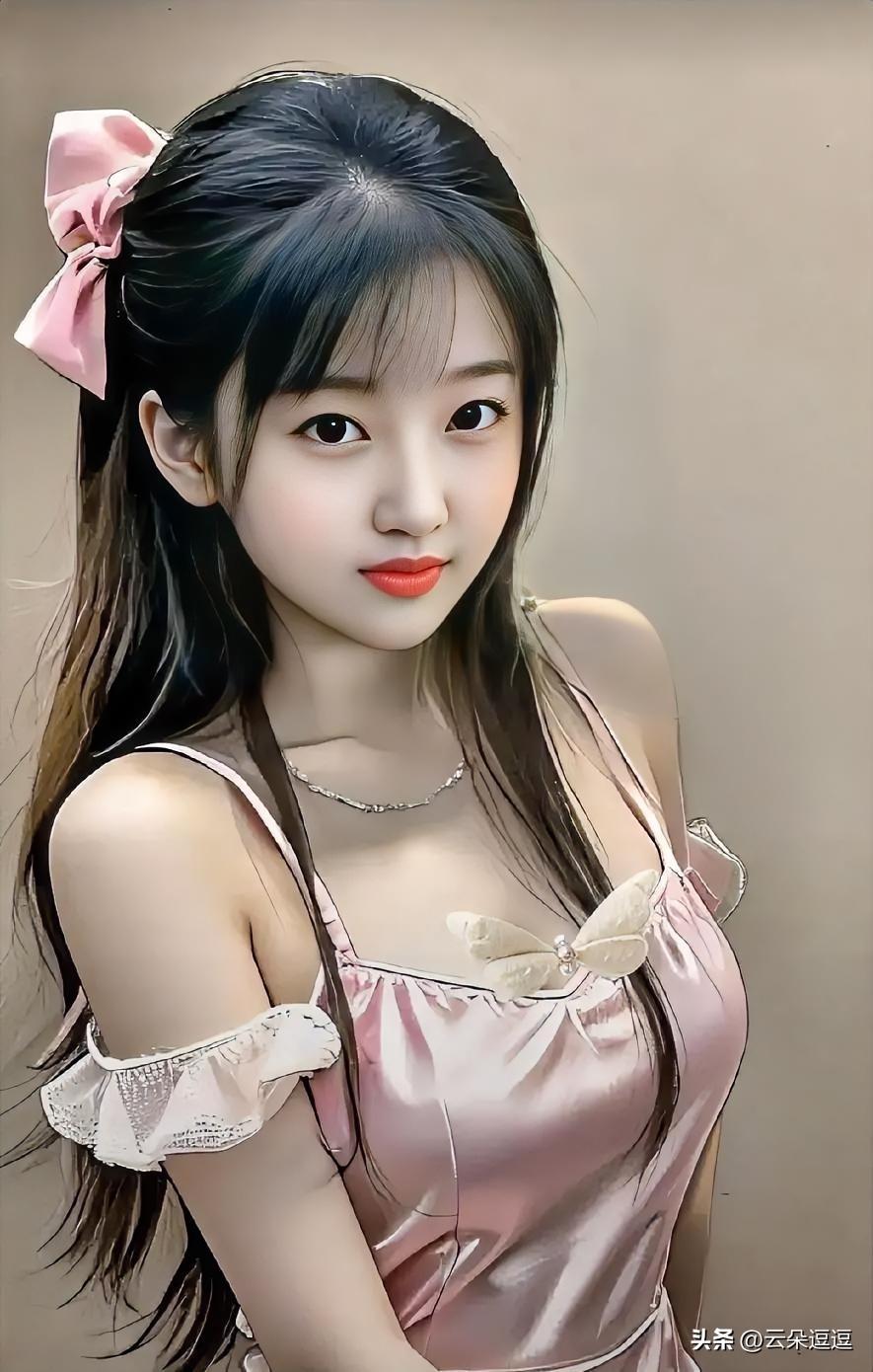 甜美少女风，粉色蝴蝶结发饰，可爱迷人！💖💕