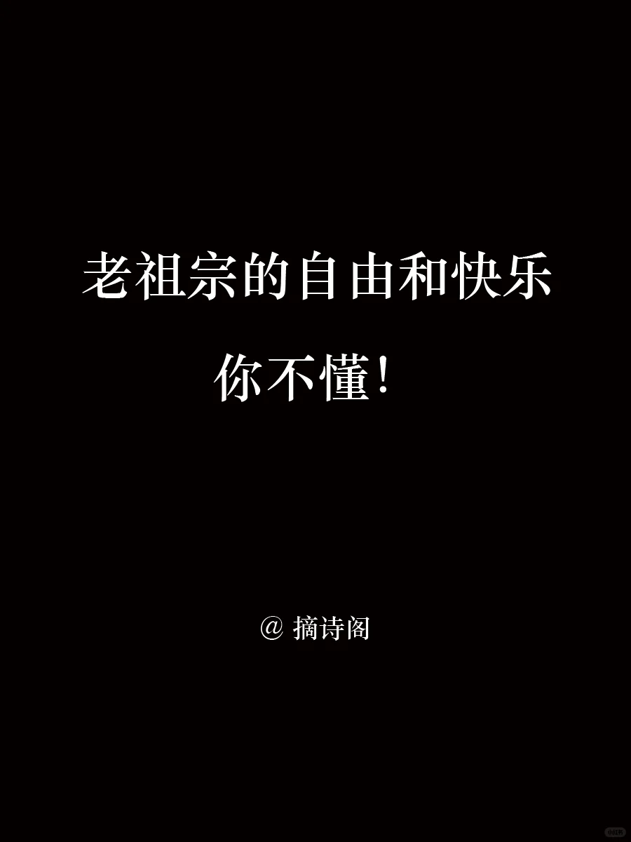 老祖宗的自由和快乐你不懂！