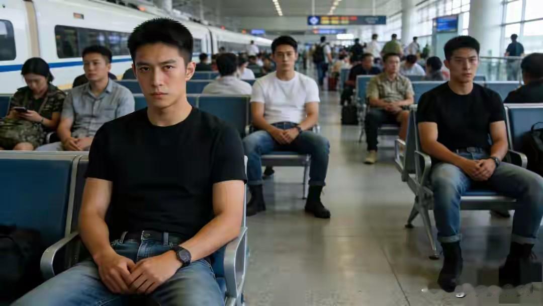 最近有网友分享了段视频：在高铁站里，几个穿着普通T恤的年轻人，站着的时候背挺得笔