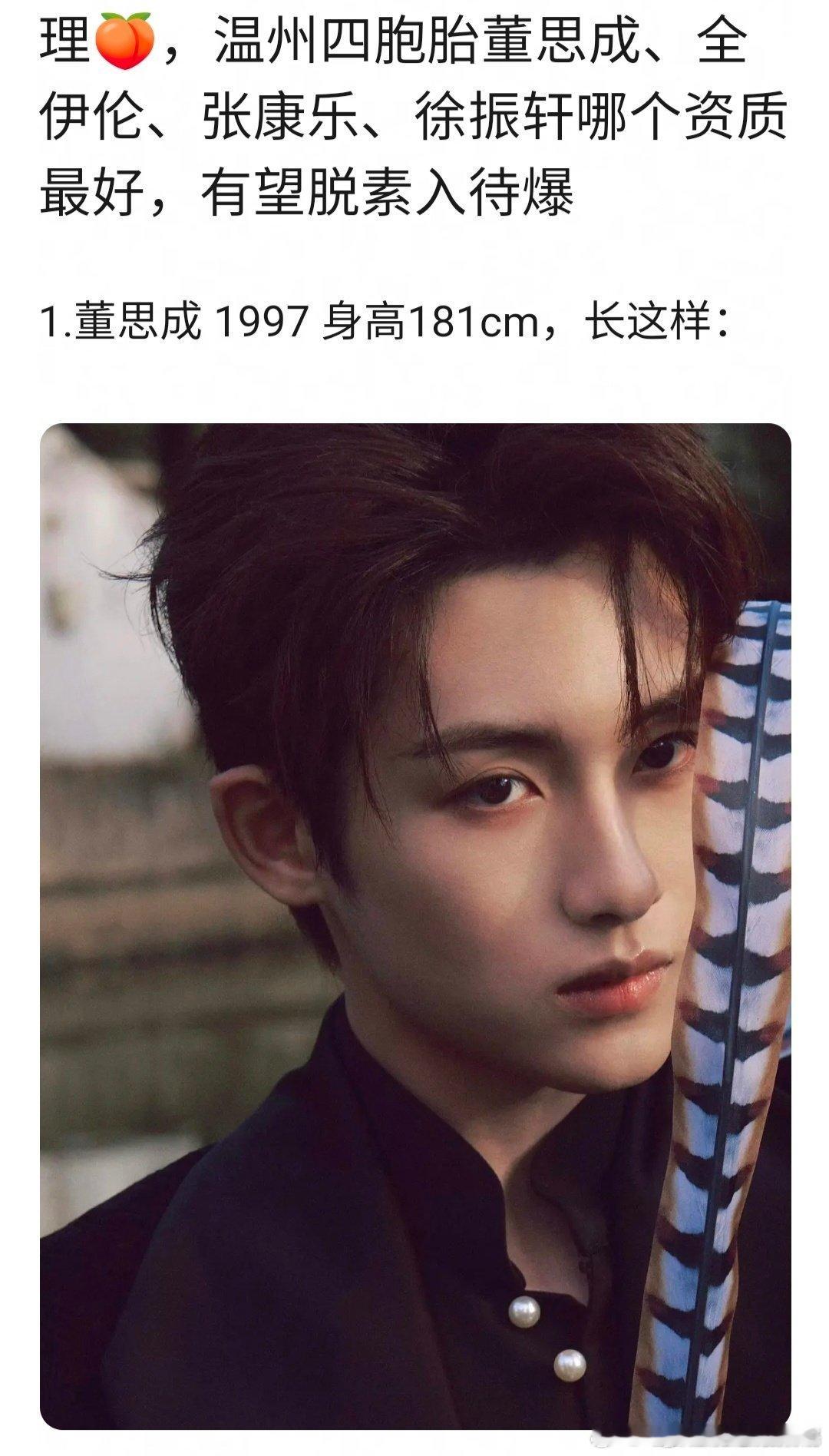 网友讨论温州四胞胎里，董思成、全伊伦、张康乐、徐振轩哪个资质最好，可以入待爆咖？