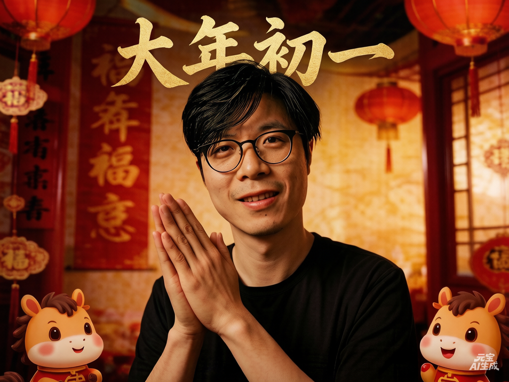 元宝帮我生成的拜年图！像我么？不像删了！粉丝老爷们好！ 