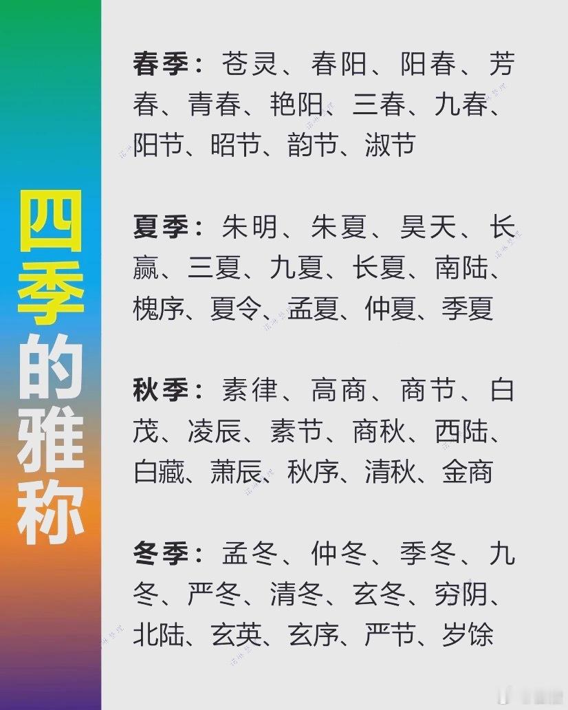 桌子上：四季的別稱 ​​​