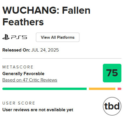 《明末渊虚之羽》媒体评分解禁，Metacritic媒体均分75分，收录47家媒体