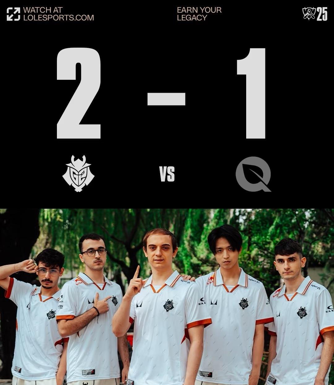 时隔五年，G2重回世界赛八强！

当时也是在中国，他们在八强3比0击溃GEN，但