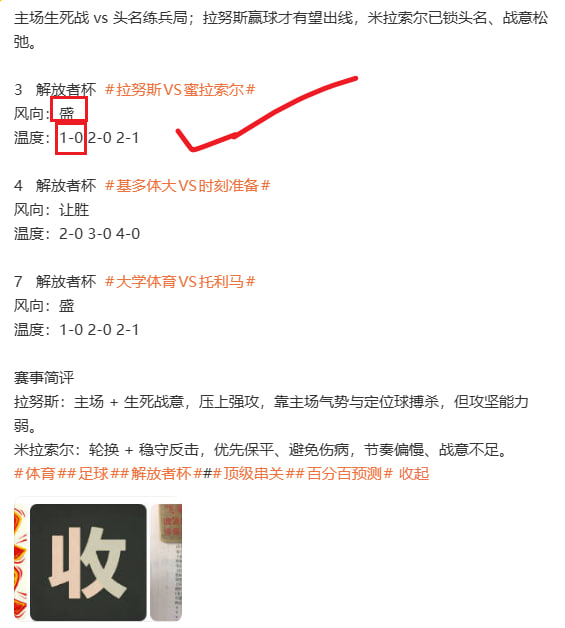 昨晚几场比赛盘点下来，心情实在五味杂陈。拉努斯这场发挥稳定，赛前预测和最终比分全