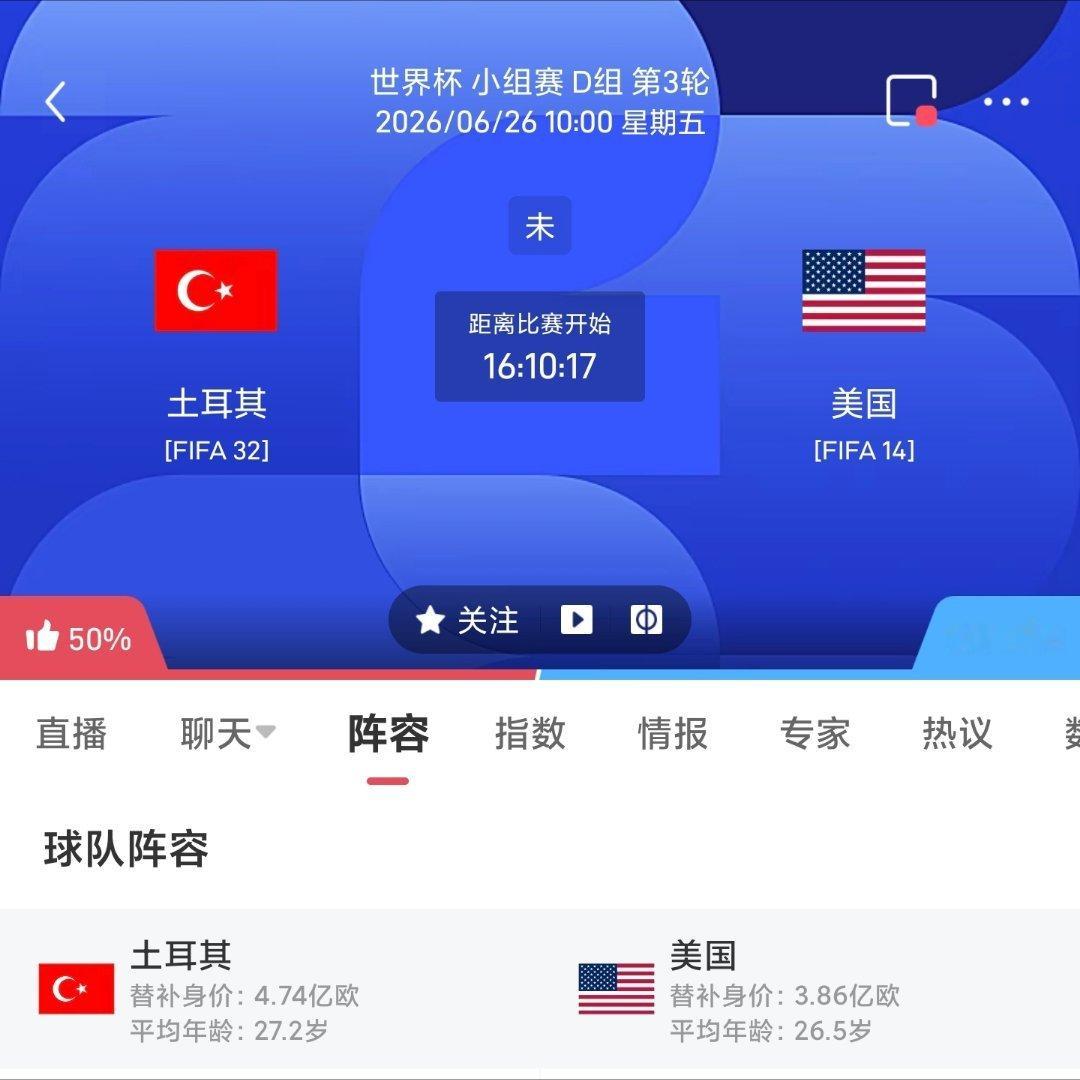 周四060 土耳其VS美国更多 足球计划臻选开赛时间：06-26 10:00身价