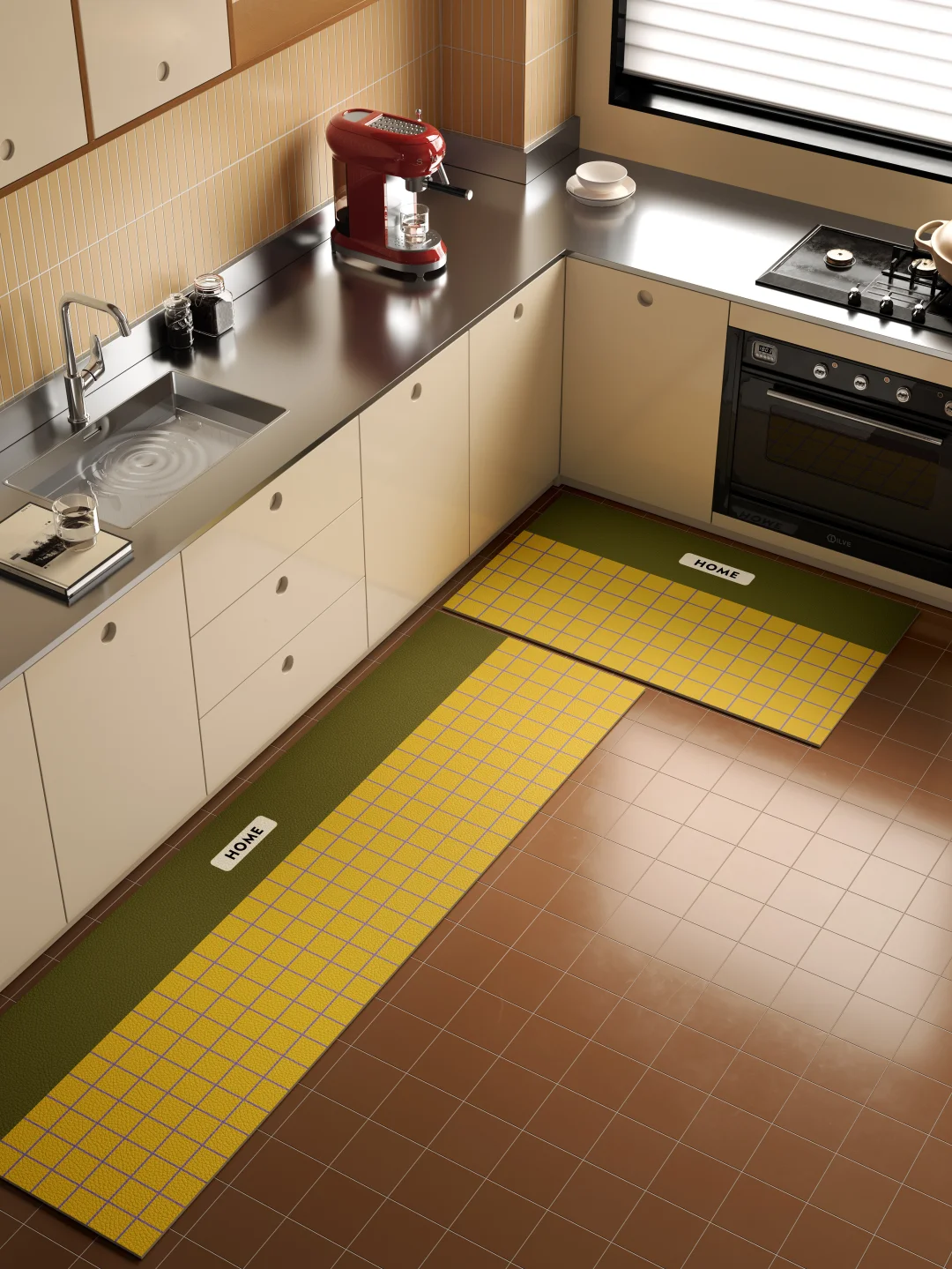 橄榄绿×中古黄🟢🟡get中古包豪斯混搭厨房