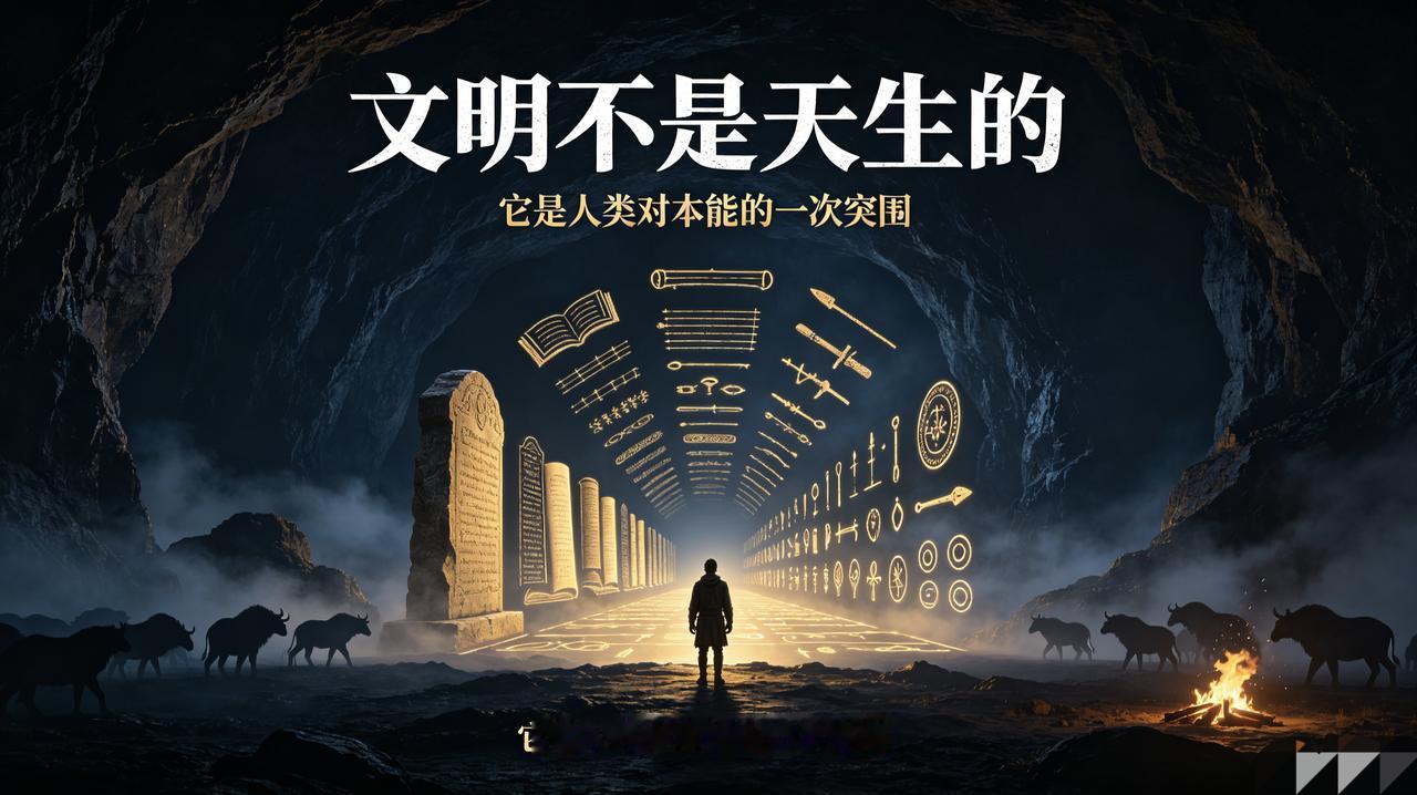 文明是对本能束缚的突破！
动物完全被生存繁衍的本能牢牢局限，一切行为服从生物天性
