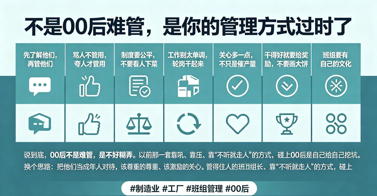 不是00后难管，是你的管理方式过时了。70后、80后的员工，你说一句他动一下。0