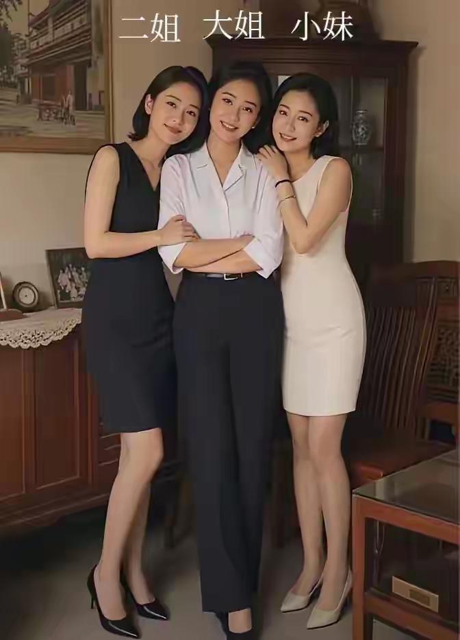 当大姐的虽气质高贵，被男人选中的概率高些，但身边的两个小妹的长相气质，状态也不赖