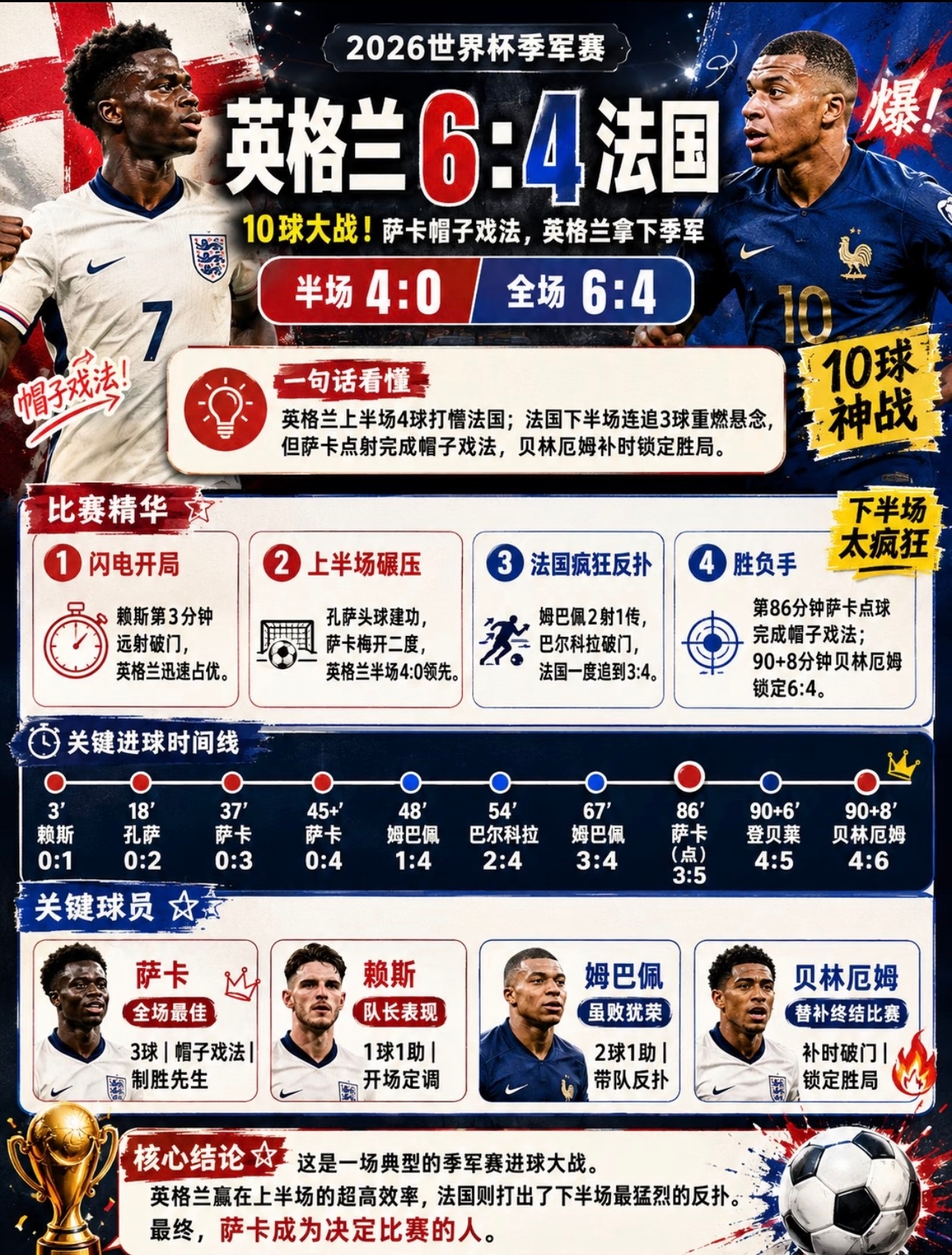 6:4你受得了吗？？这是甩开膀子进攻了算是给球迷的一种福利了法国vs英格兰