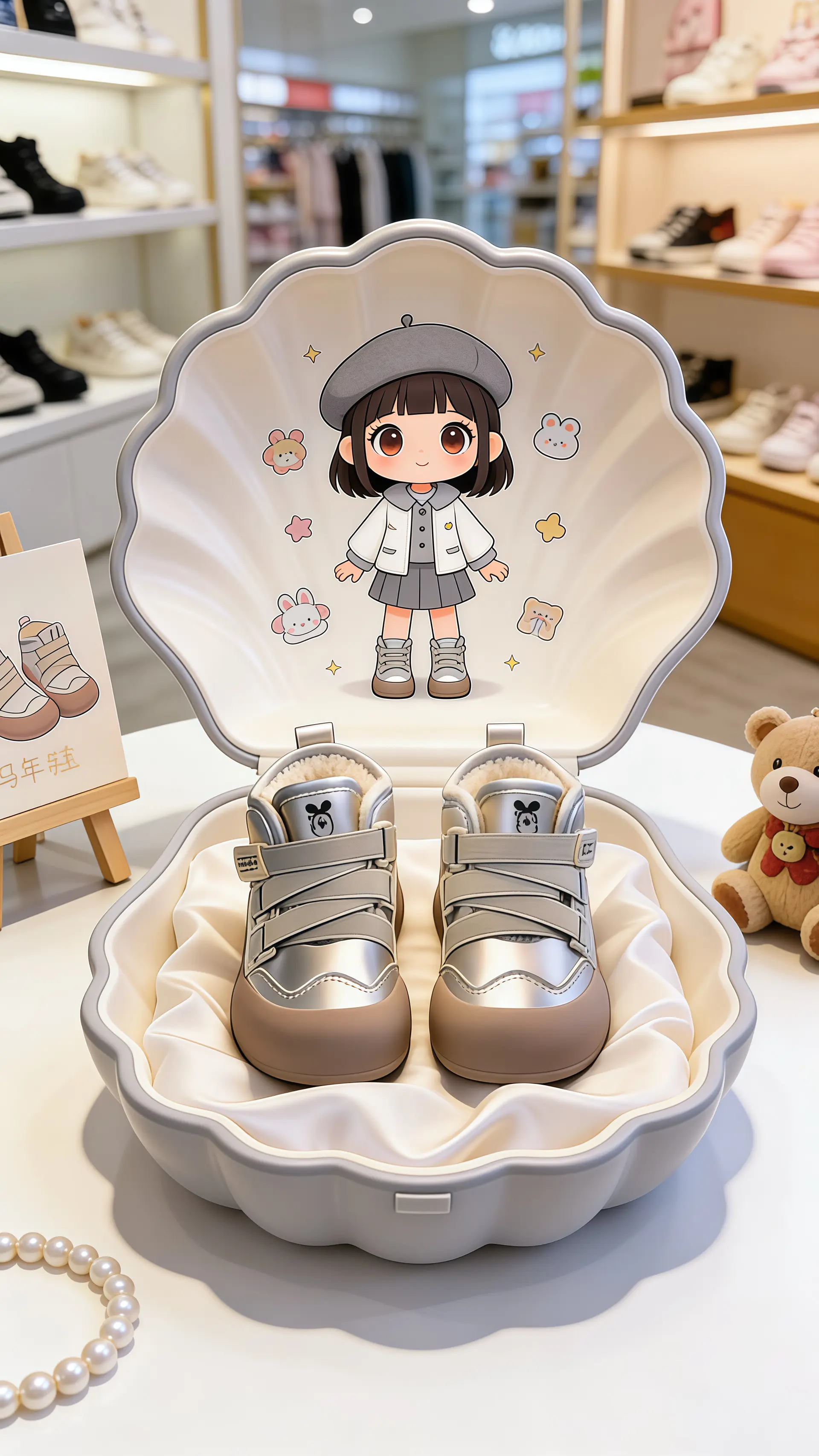 巴布豆加绒加厚防滑雪地靴