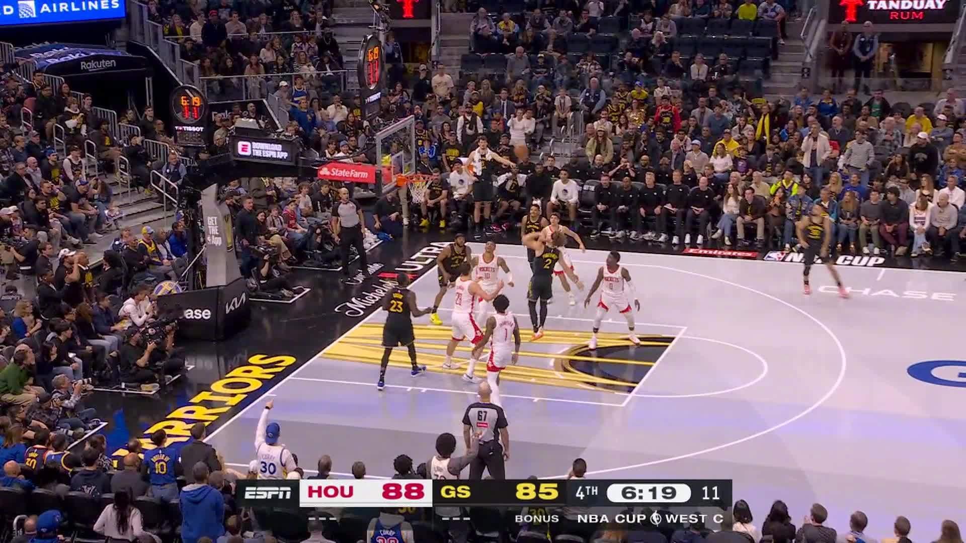 波奇姆斯基抛投命中！火箭vs勇士