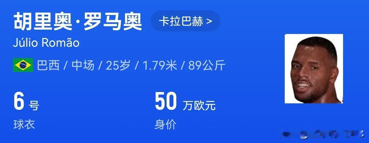 克雷桑前队友成泰山队引援目标，现年25岁的巴西人胡里奥·罗马奥效力于阿塞拜疆联赛