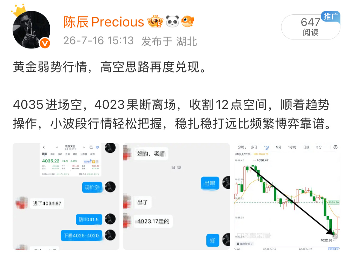 周四黄金回顾，盘面由震转弱，空头力量持续走强。日内反弹普遍无力，冲高即承压回落，