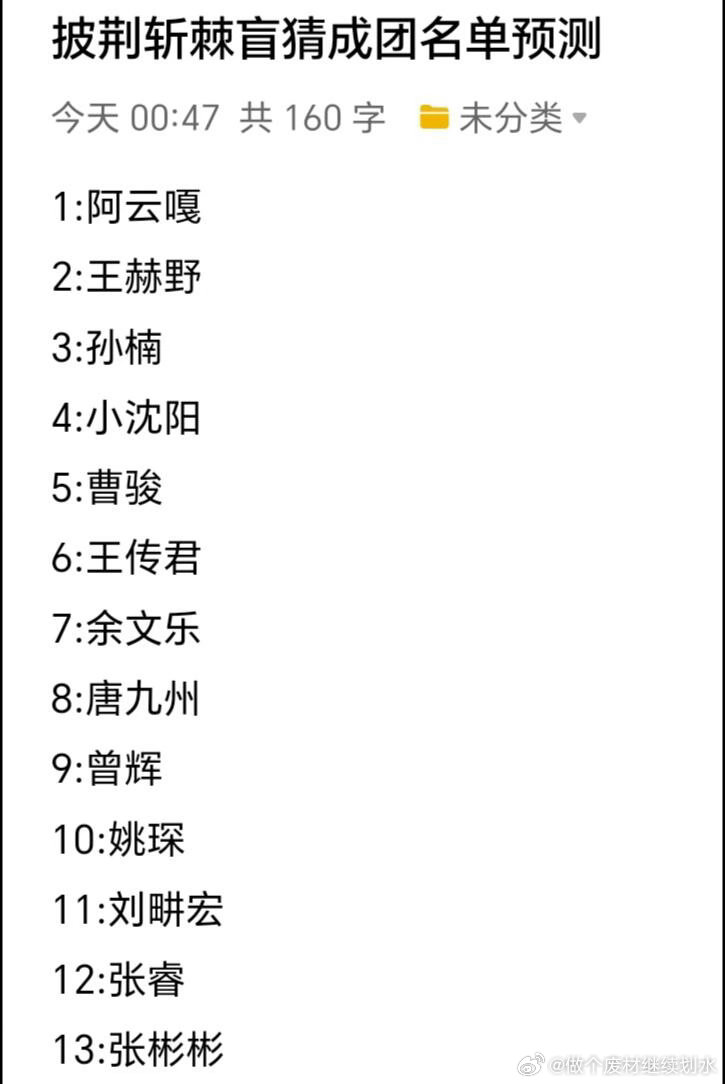 盲猜披哥2026成团名单欢迎补充，感觉一公会淘汰郭晓东和陈若轩，仅个人观点。披荆