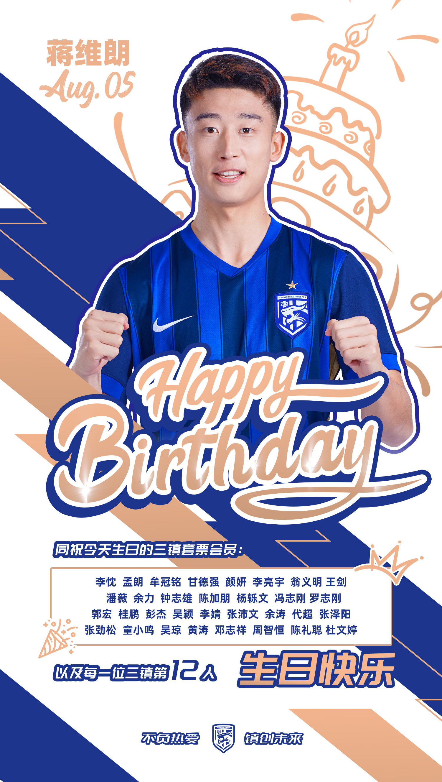 今天是三镇B队球员刘轶恒和蒋维朗的生日祝他们生日快乐本赛季，刘轶恒已出战11场中