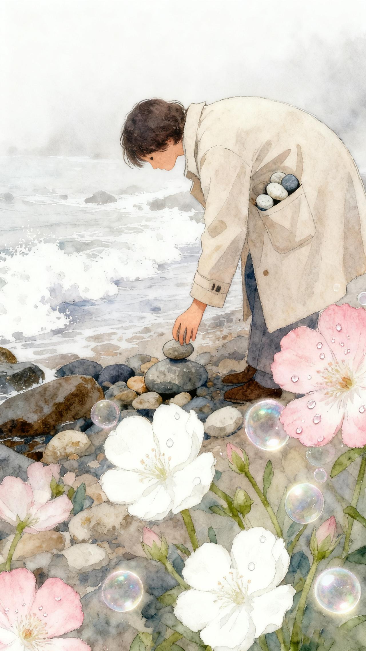 我蹲在沙滩上问海浪：你为什么总不合眼，连片刻歇息都不肯？

是白夜拉长了你的脚步