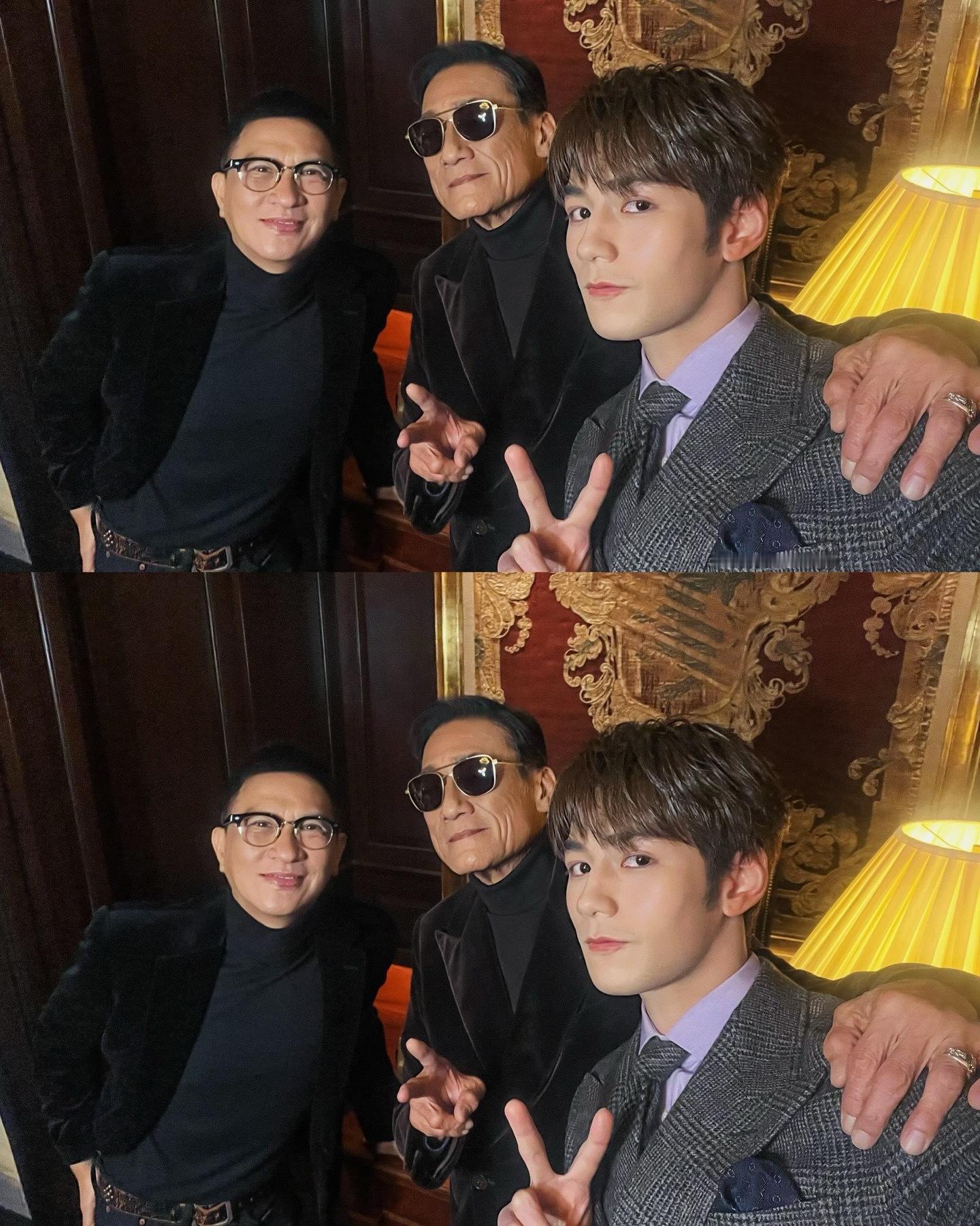 张家辉、梁家辉、魏俊笙米兰时装周合照 