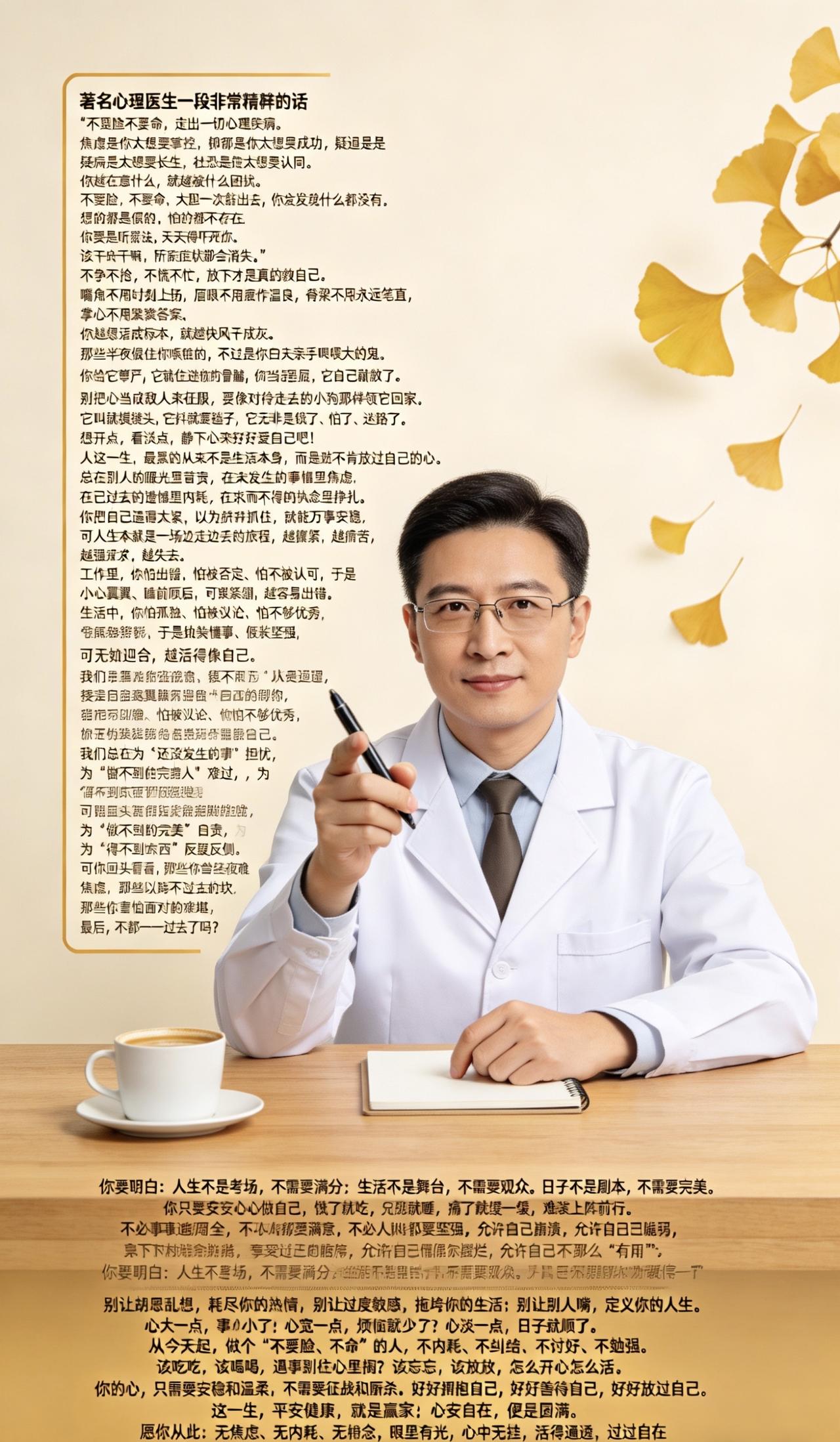 著名心理医生一段非常精辟的话：
“不要脸不要命，
走出一切心理疾病。
焦虑是你太