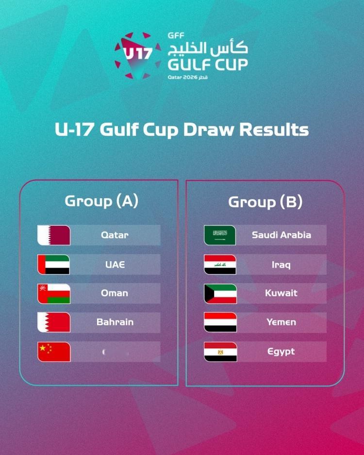 #U17国足海湾杯分组出炉# 中国U17男足将参加10-11月进行的U17海湾杯