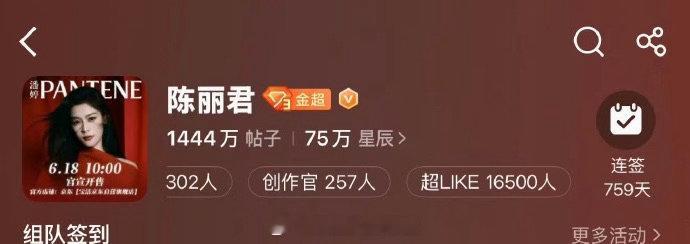 陈丽君超like又创新高，粉丝和君君都是事业批