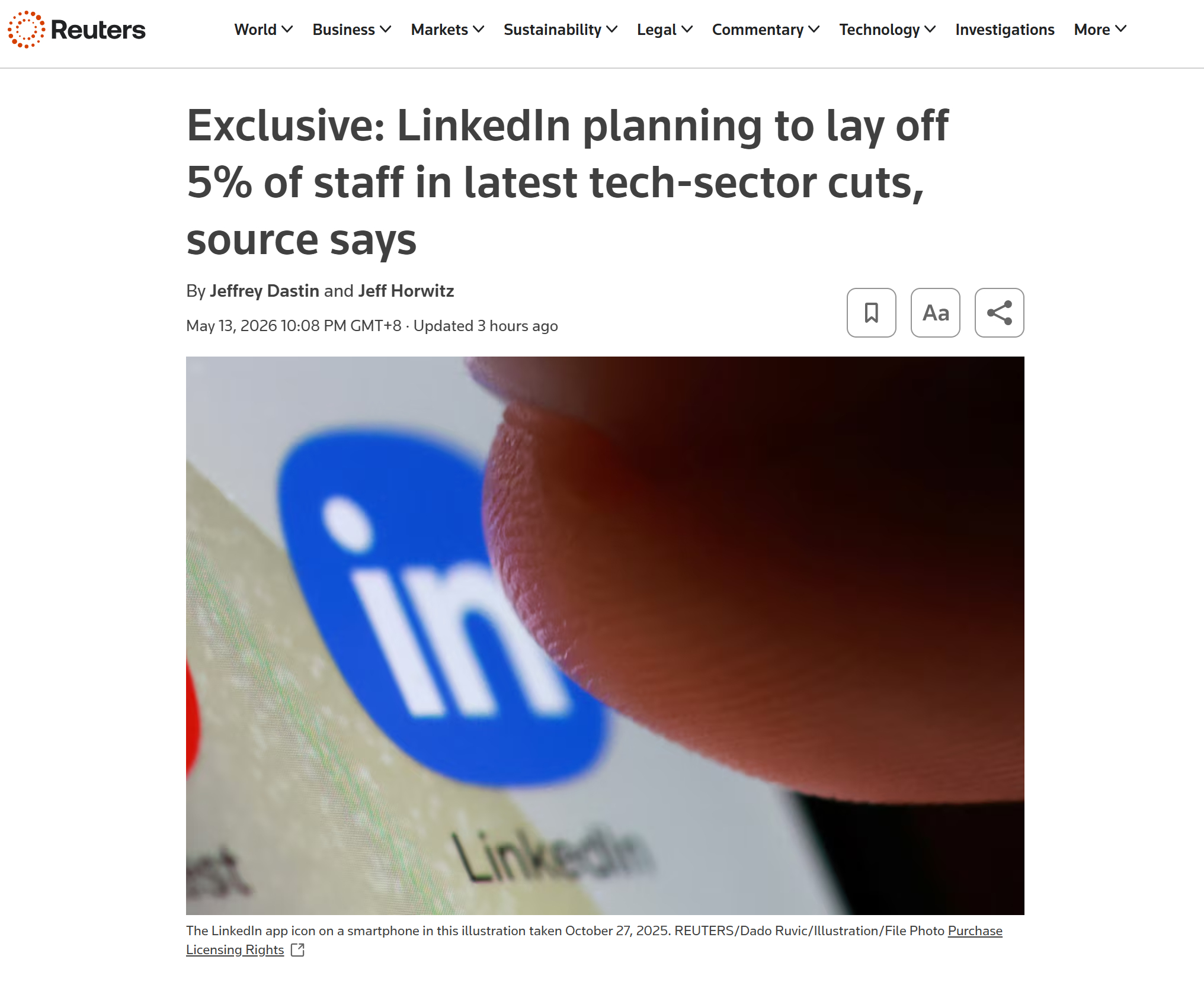 唉，领英 LinkedIn 也要裁约 5% 的员工，大约有近 900 名员工会受
