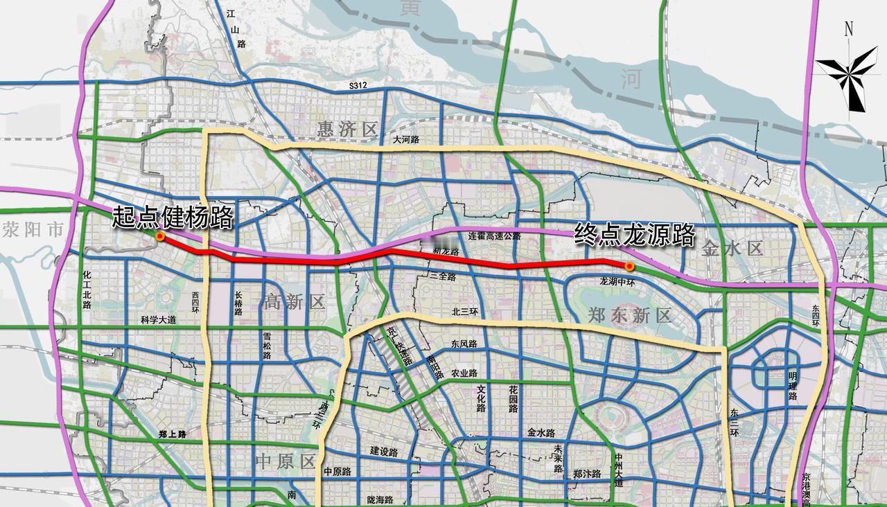 郑州市新龙路(健杨路-龙源路)给水工程施工招标公告！
新龙路（健杨路—龙源路）位