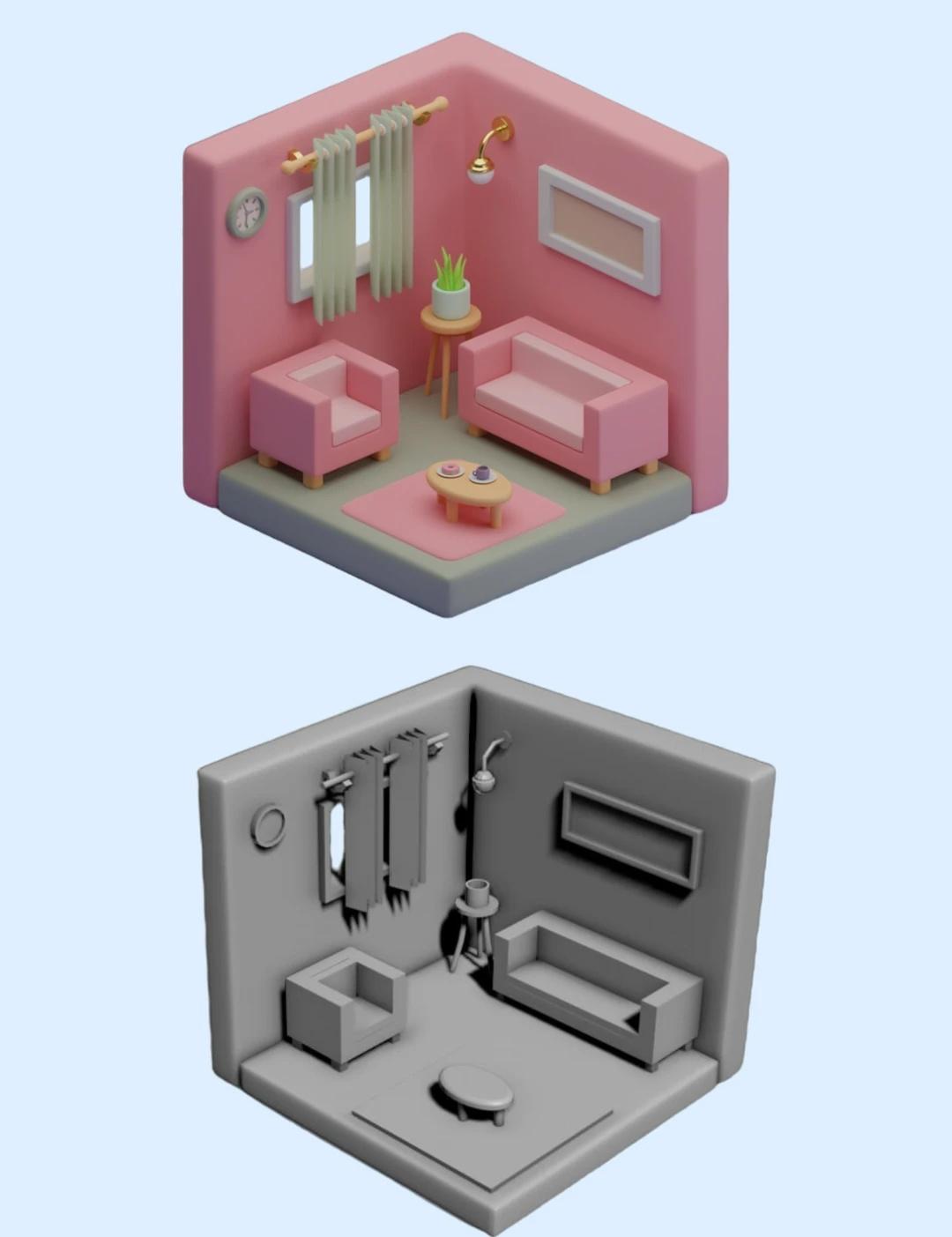 3dmax场景建模，卡通粉色小屋制作教学分享
建模难度：初级入门
使用软件：3d