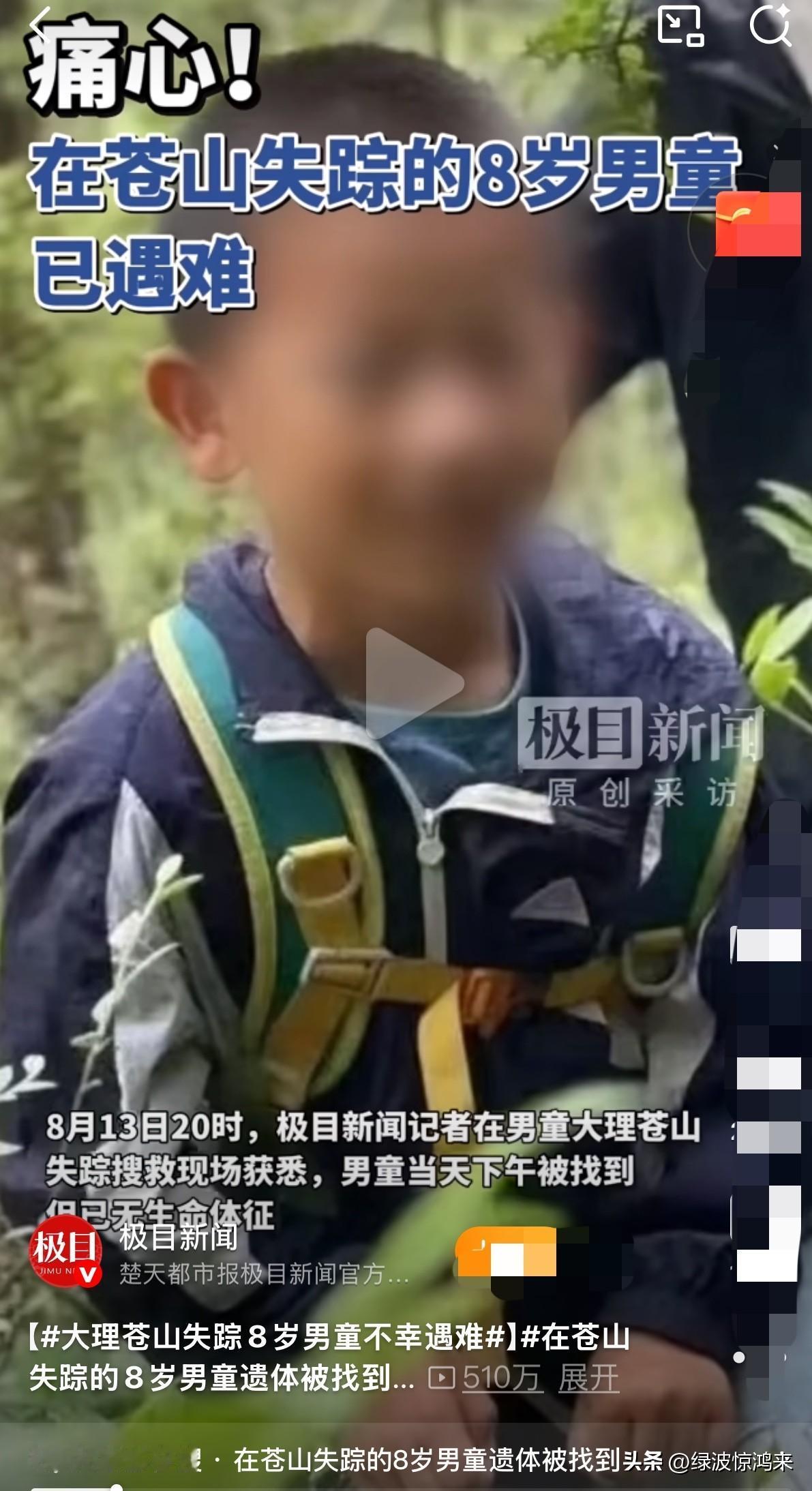 噩耗还是传来了！

在离失踪地1000米的山涧里，找到了孩子的尸体！

对于在苍