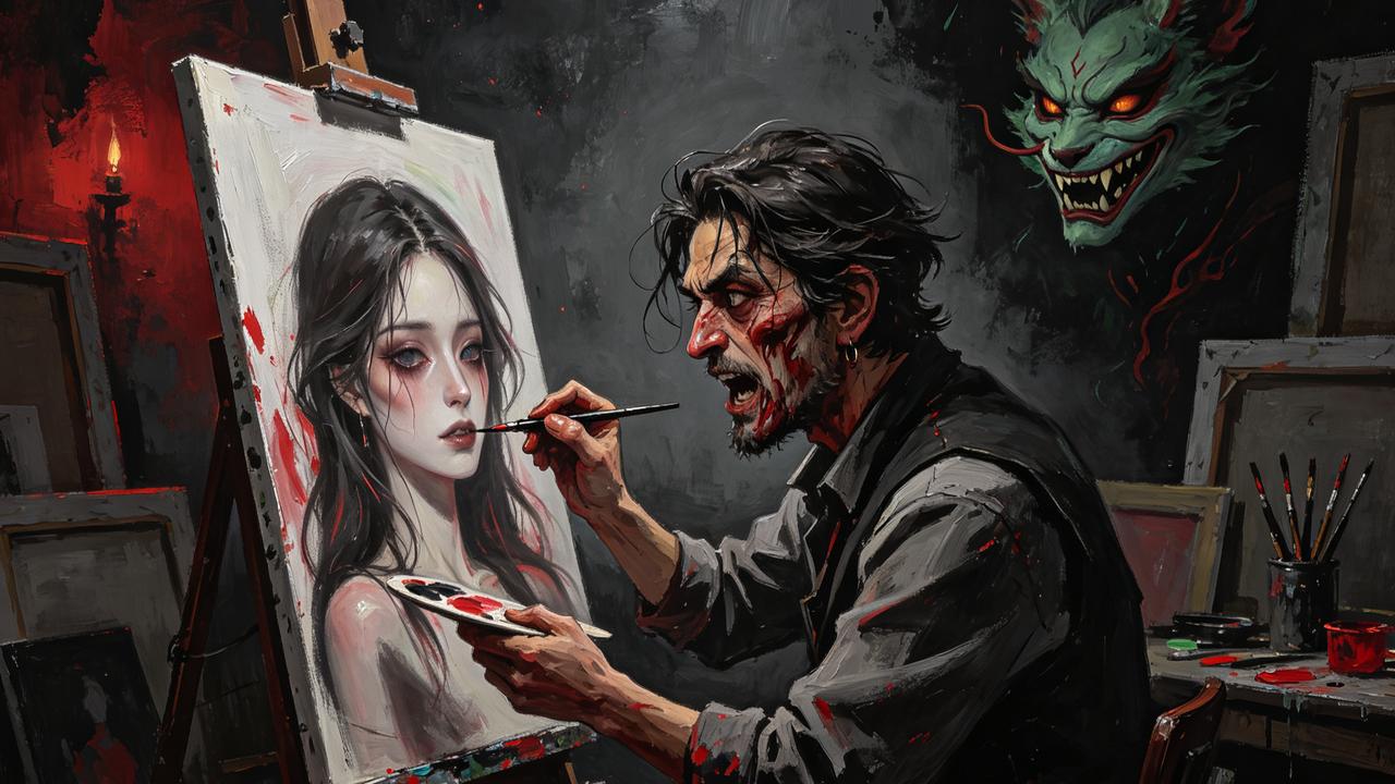 江湖怪谈•荒诞志127《美颜狐》

姑苏有画师，得一狐妖所赠“美颜笔”。此笔所绘