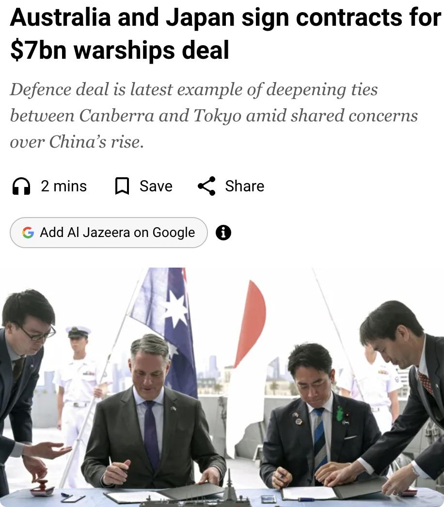 外媒：澳日签署70亿美元军舰大单，防务合作持续深化

2026年4月18日，澳大