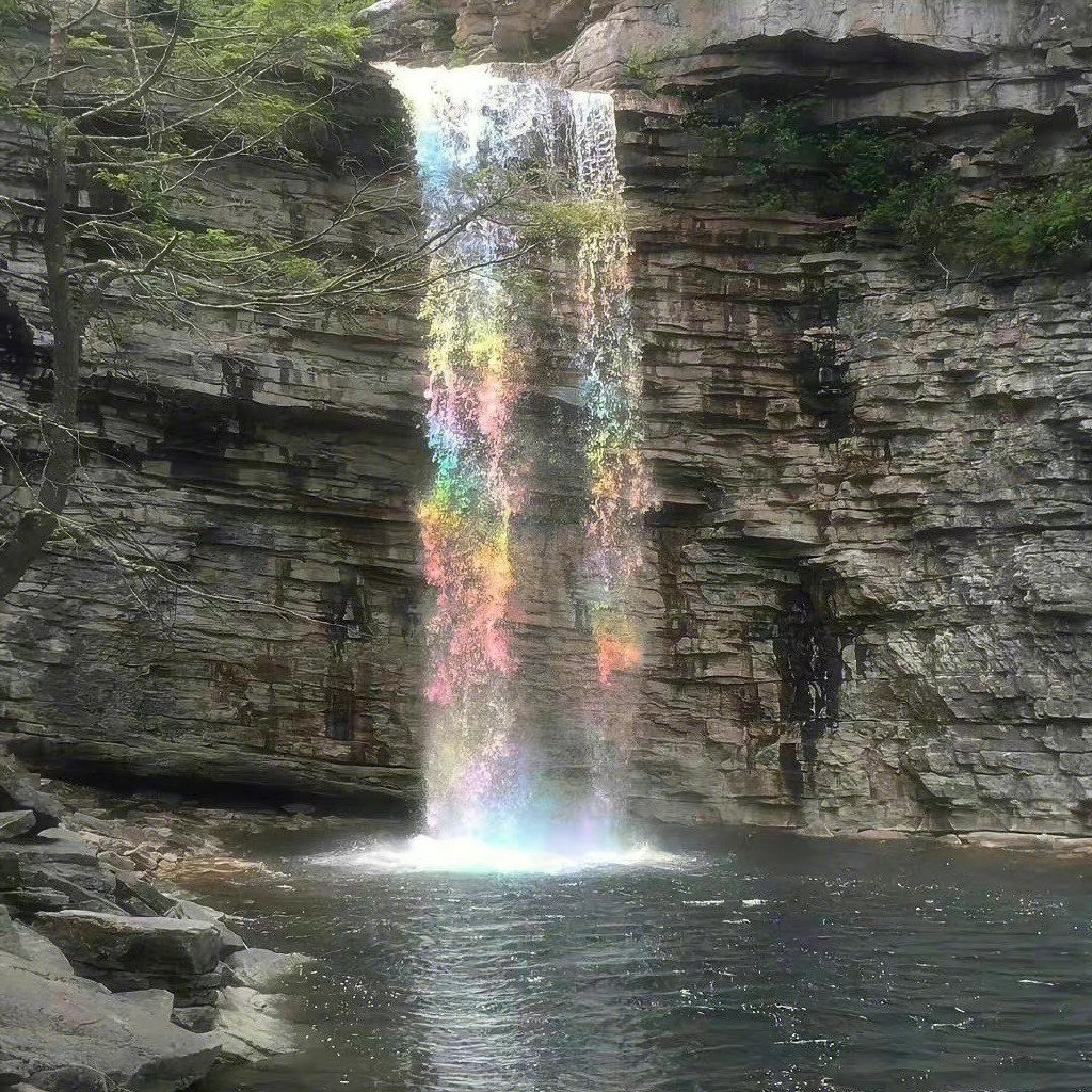 彩虹瀑布 见者点赞好运！ 🌈  