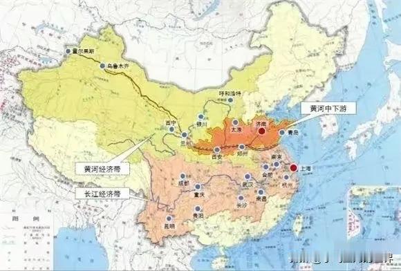 中国经济版图展望
黄河经济带：涵盖北京、天津、河北东、山东、河南、山西、内蒙、宁