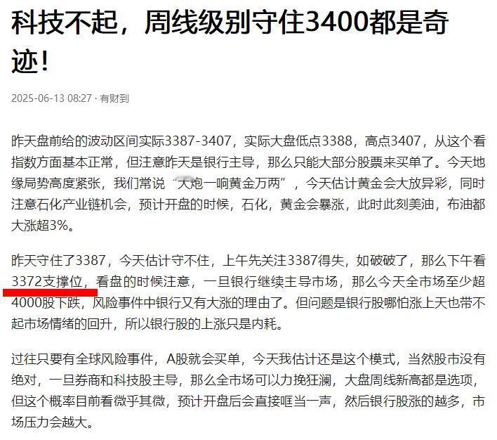 低点卡位3372，我的技术只能到这里！

盘前给的3372支撑位，目前大盘最低就