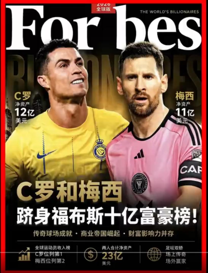【现役期间身价破10亿美元的运动员：梅西净资产11亿美元，C罗净资产12亿美元！