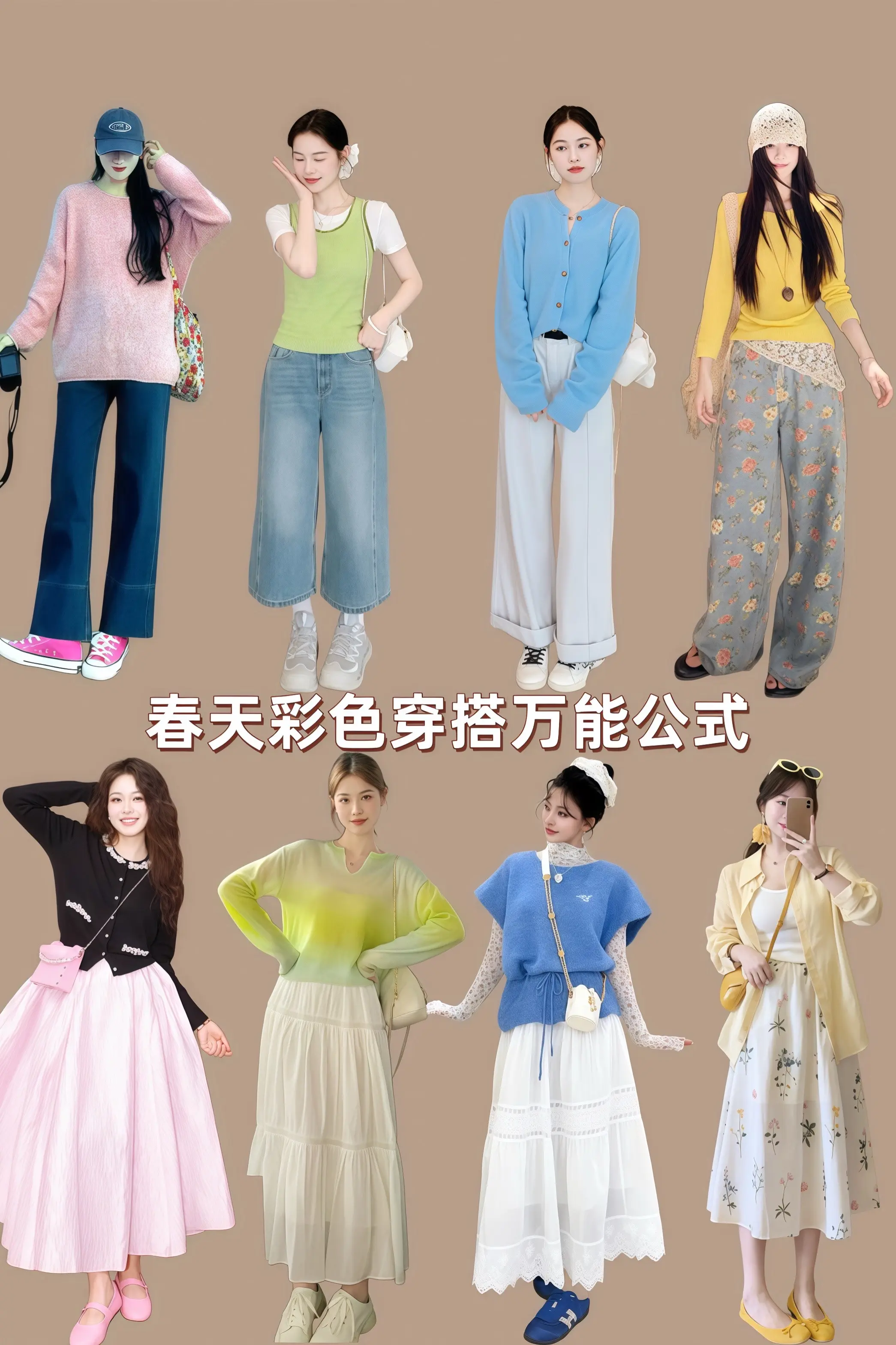 春天彩色穿搭万能公式 早春穿搭彩色系穿搭韩系穿搭仙女穿搭