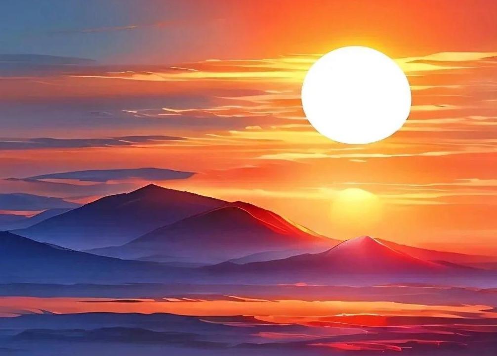 一轮朝阳冉冉升起，光芒万丈。——这才是今天的中国！