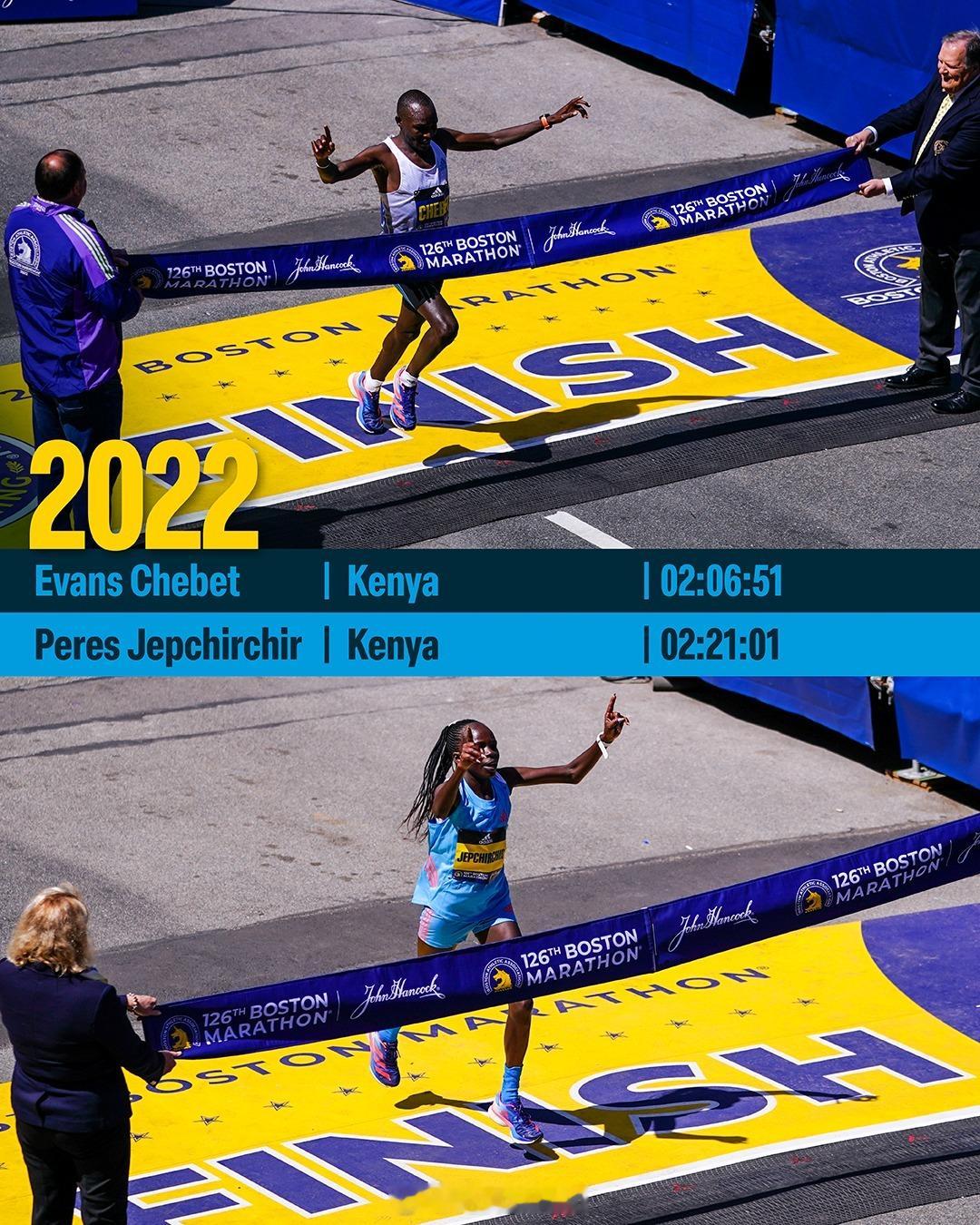 2021年至今每届波士顿马拉松的男女冠军。跑步 波士顿马拉松 2026波士顿马拉