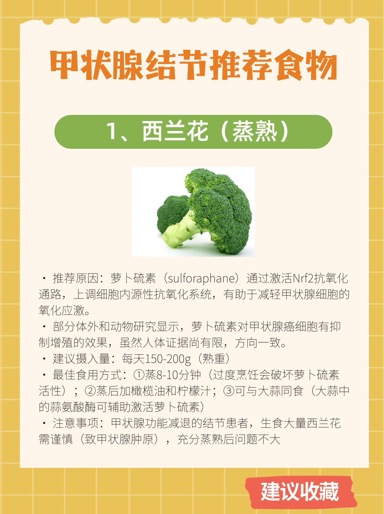 适合甲状腺结节病人的8类食物
普通甲状腺结节患者（无甲状腺功能异常、无桥本甲状腺