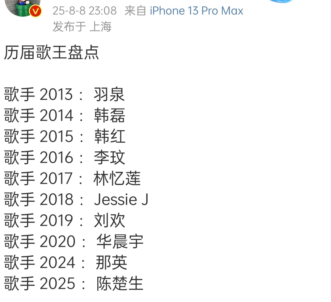 历届歌王盘点其实也没啥加成 ​​​