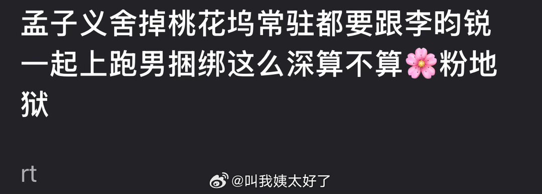 有网友问孟子义舍掉桃花坞常驻都要跟李昀锐一起上跑男捆绑这么深算不算🌸粉地狱？ 