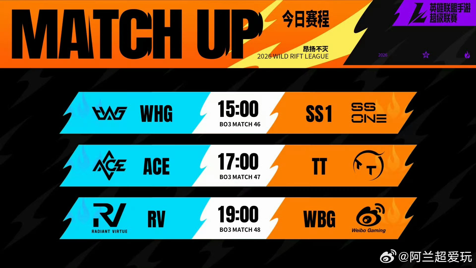 2026WRL夏季赛 常规赛W6D3 赛程⭐15:00  WHG  vs  SS