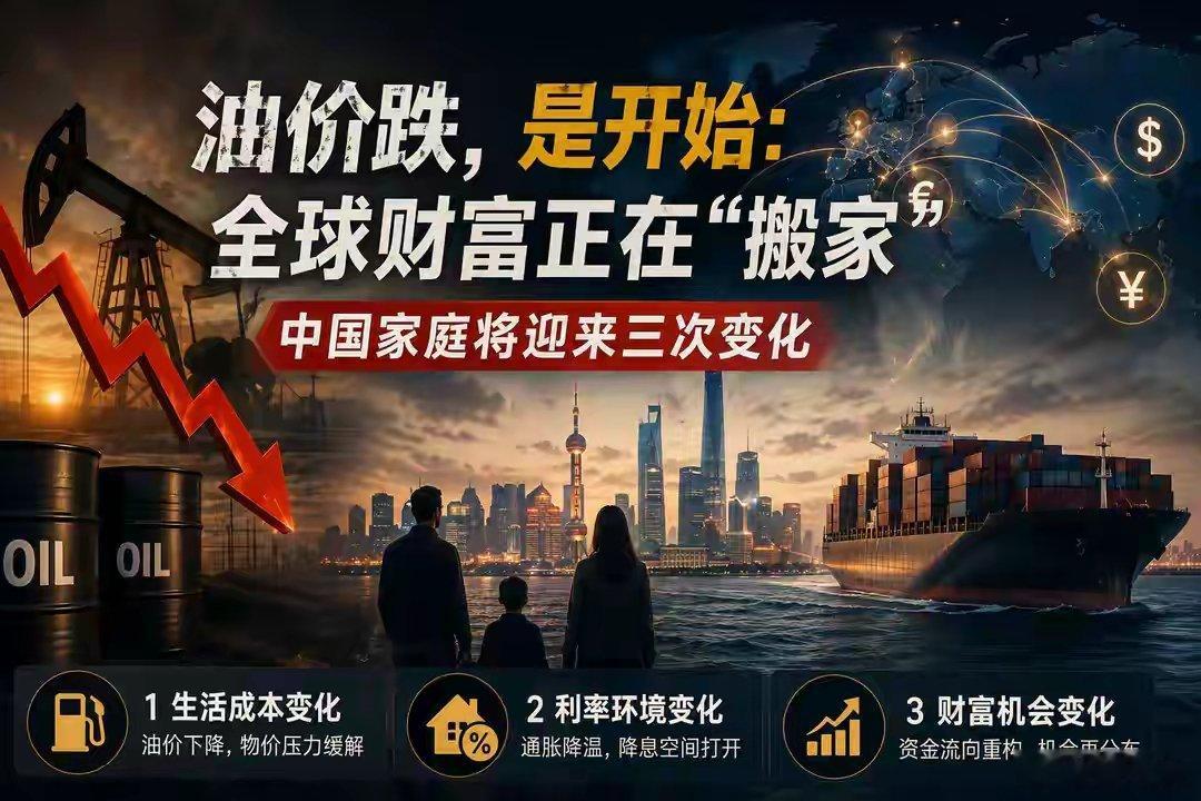 油价跌，是开始：全球财富正在“搬家”，中国家庭将迎来三次变化国际油价跌了。很多人