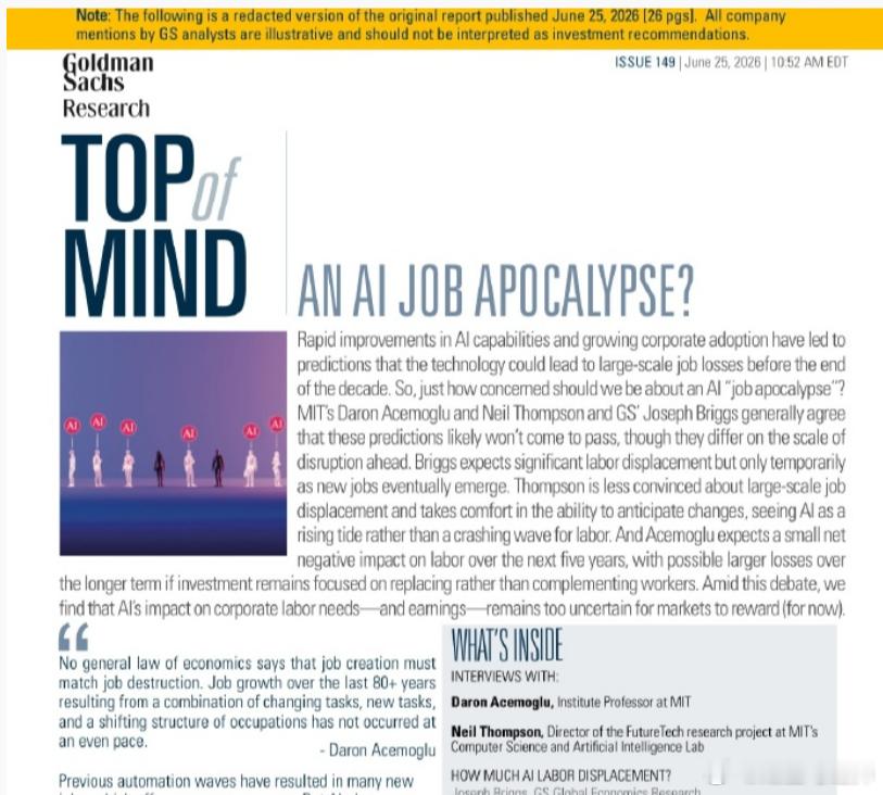 Goldman Sachs Top of Mind: An AI Job Apo