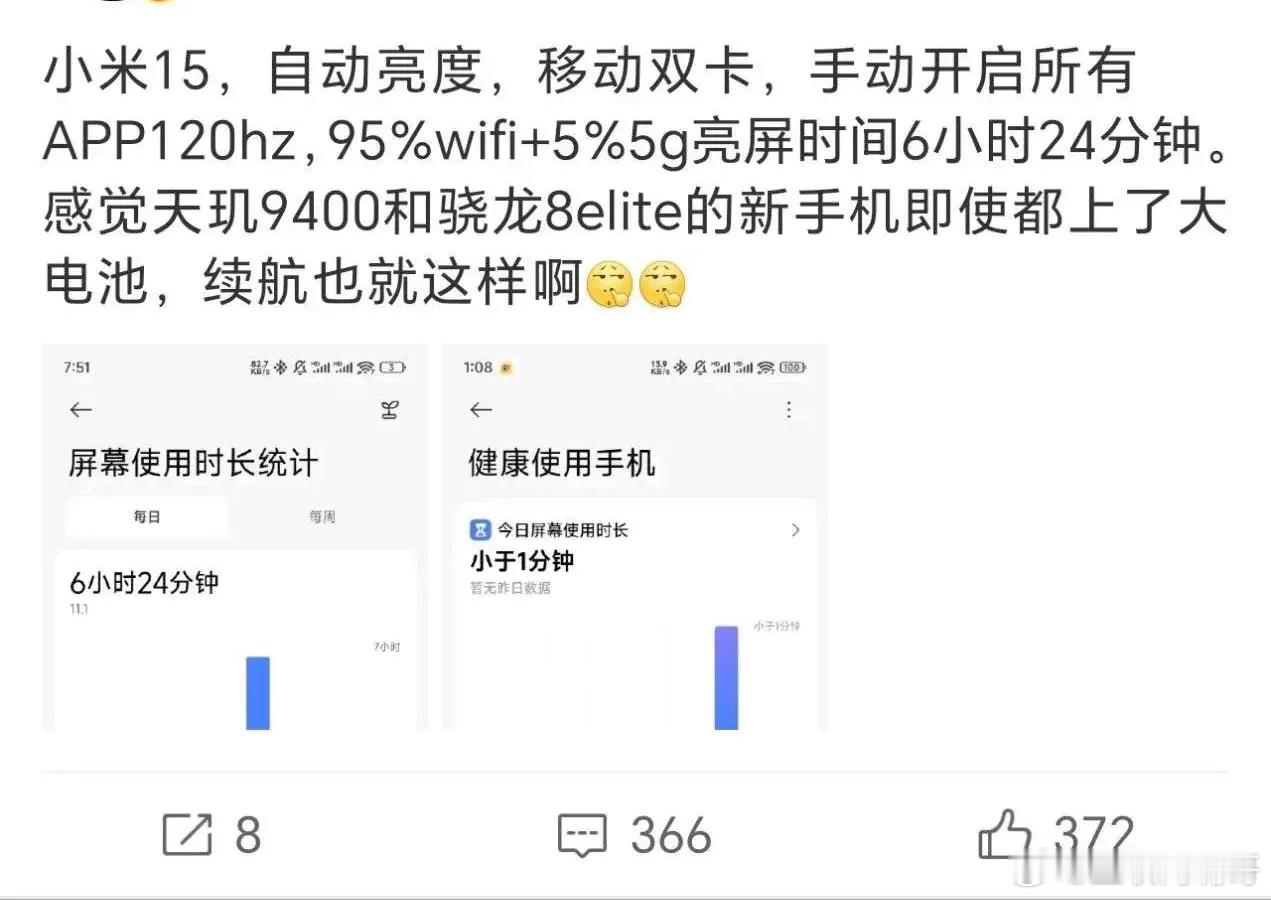 mate70即便是标准版续航都远超预期！作为对比，小米15 5400mh电池，自