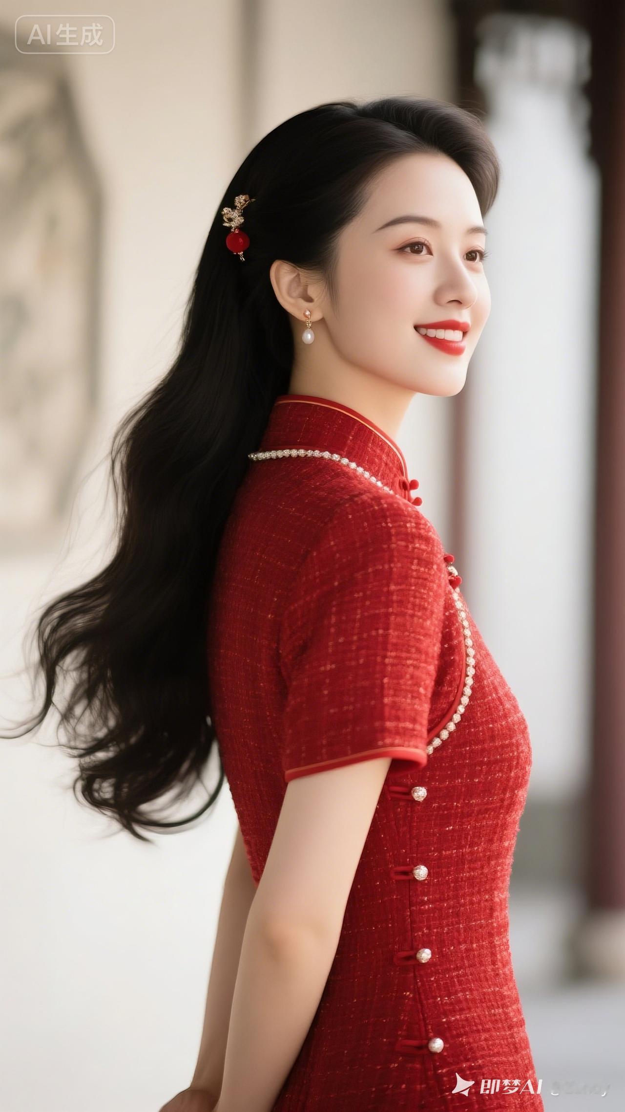 红衣美人，古典优雅，韵味十足