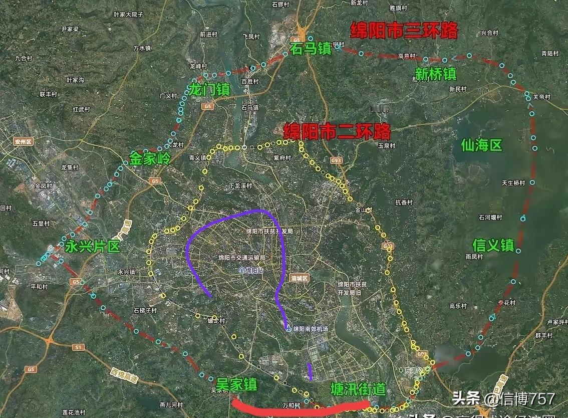 绵阳的二环路和三环路在吴家至松桠段为什么要合并在一起？
